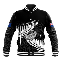 Personalised Aotearoa Rugby Baseball Jacket Go Black Fern Pacific NZ Maori 2023 - Wonder Print Shop