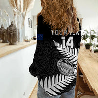 Personalised Aotearoa Rugby Women Casual Shirt Go Black Fern Pacific NZ Maori 2023 - Wonder Print Shop