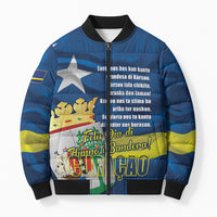 Personalized Curacao Flag Day Bomber Puffer Jacket Felis Dia di Himno i Bandera