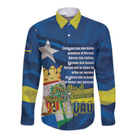 Personalized Curacao Flag Day Long Sleeve Button Shirt Felis Dia di Himno i Bandera