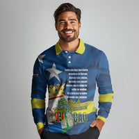 Personalized Curacao Flag Day Long Sleeve Polo Shirt Felis Dia di Himno i Bandera