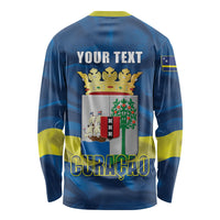 Personalized Curacao Flag Day Long Sleeve Shirt Felis Dia di Himno i Bandera