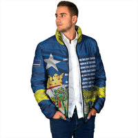 Personalized Curacao Flag Day Padded Jacket Felis Dia di Himno i Bandera