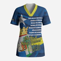 Personalized Curacao Flag Day Scrub Top Felis Dia di Himno i Bandera