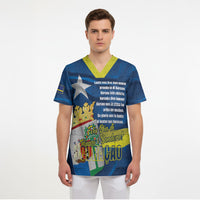 Personalized Curacao Flag Day Scrub Top Felis Dia di Himno i Bandera