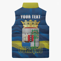 Personalized Curacao Flag Day Sleeveless Puffer Jacket Felis Dia di Himno i Bandera