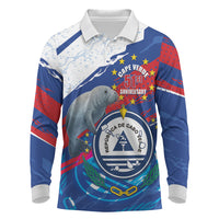 Personalized Cape Verde Independence Day Long Sleeve Polo Shirt 51st Anniversary Manatee Coat Of Arms