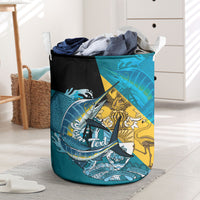 Personalized Bahamas Independence Day Laundry Basket Happy 10 July Blue Marlin Coat Of Arms