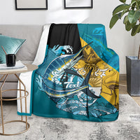 Personalized Bahamas Independence Day Blanket Happy 10 July Blue Marlin Coat Of Arms