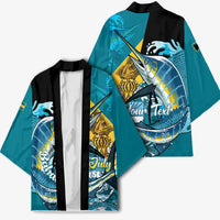 Personalized Bahamas Independence Day Kimono Happy 10 July Blue Marlin Coat Of Arms