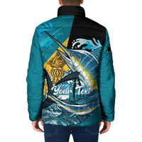 Personalized Bahamas Independence Day Padded Jacket Happy 10 July Blue Marlin Coat Of Arms