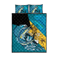 Personalized Bahamas Independence Day Quilt Bed Set Happy 10 July Blue Marlin Coat Of Arms