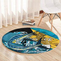 Personalized Bahamas Independence Day Round Carpet Happy 10 July Blue Marlin Coat Of Arms