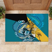 Personalized Bahamas Independence Day Rubber Doormat Happy 10 July Blue Marlin Coat Of Arms