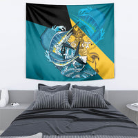 Personalized Bahamas Independence Day Tapestry Happy 10 July Blue Marlin Coat Of Arms