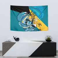 Personalized Bahamas Independence Day Tapestry Happy 10 July Blue Marlin Coat Of Arms
