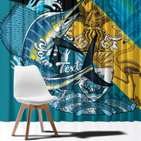 Personalized Bahamas Independence Day Window Curtain Happy 10 July Blue Marlin Coat Of Arms
