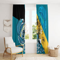 Personalized Bahamas Independence Day Window Curtain Happy 10 July Blue Marlin Coat Of Arms