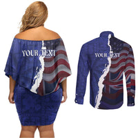 Personalized Hawaii Statehood Day Couples Matching Off Shoulder Short Dress and Long Sleeve Button Shirt 66th Anniversary - Wonder Print Shop