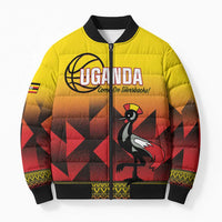 Uganda Basketball Custom Bomber Puffer Jacket Come On Silverbacks African Pattern - Wonder Print Shop