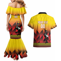 Uganda Basketball Custom Couples Matching Mermaid Dress and Hawaiian Shirt Come On Silverbacks African Pattern - Wonder Print Shop