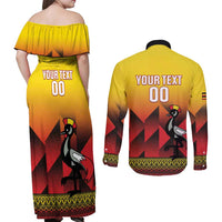 Uganda Basketball Custom Couples Matching Off Shoulder Maxi Dress and Long Sleeve Button Shirt Come On Silverbacks African Pattern - Wonder Print Shop