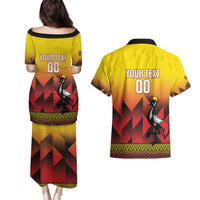 Uganda Basketball Custom Couples Matching Puletasi and Hawaiian Shirt Come On Silverbacks African Pattern - Wonder Print Shop