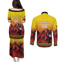 Uganda Basketball Custom Couples Matching Puletasi and Long Sleeve Button Shirt Come On Silverbacks African Pattern - Wonder Print Shop