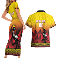 Uganda Basketball Custom Couples Matching Short Sleeve Bodycon Dress and Hawaiian Shirt Come On Silverbacks African Pattern - Wonder Print Shop