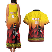 Uganda Basketball Custom Couples Matching Tank Maxi Dress and Hawaiian Shirt Come On Silverbacks African Pattern - Wonder Print Shop
