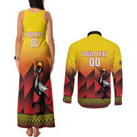 Uganda Basketball Custom Couples Matching Tank Maxi Dress and Long Sleeve Button Shirt Come On Silverbacks African Pattern - Wonder Print Shop