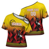 Uganda Basketball Custom Cross Shoulder Shirt Come On Silverbacks African Pattern - Wonder Print Shop
