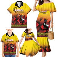 Uganda Basketball Custom Family Matching Mermaid Dress and Hawaiian Shirt Come On Silverbacks African Pattern - Wonder Print Shop