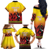 Uganda Basketball Custom Family Matching Off The Shoulder Long Sleeve Dress and Hawaiian Shirt Come On Silverbacks African Pattern - Wonder Print Shop