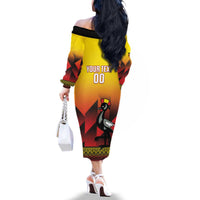 Uganda Basketball Custom Family Matching Off The Shoulder Long Sleeve Dress and Hawaiian Shirt Come On Silverbacks African Pattern - Wonder Print Shop