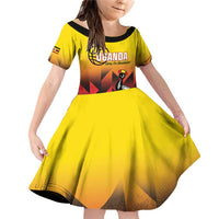 Uganda Basketball Custom Family Matching Off Shoulder Short Dress and Hawaiian Shirt Come On Silverbacks African Pattern - Wonder Print Shop