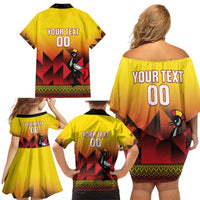 Uganda Basketball Custom Family Matching Off Shoulder Short Dress and Hawaiian Shirt Come On Silverbacks African Pattern - Wonder Print Shop