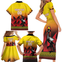 Uganda Basketball Custom Family Matching Short Sleeve Bodycon Dress and Hawaiian Shirt Come On Silverbacks African Pattern - Wonder Print Shop