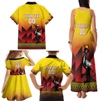 Uganda Basketball Custom Family Matching Tank Maxi Dress and Hawaiian Shirt Come On Silverbacks African Pattern - Wonder Print Shop