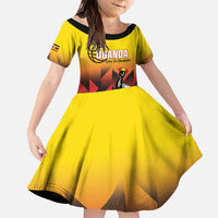 Uganda Basketball Custom Kid Short Sleeve Dress Come On Silverbacks African Pattern - Wonder Print Shop