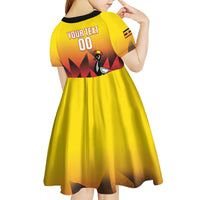 Uganda Basketball Custom Kid Short Sleeve Dress Come On Silverbacks African Pattern - Wonder Print Shop