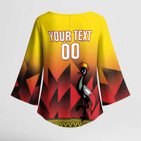 Uganda Basketball Custom Kimono Sleeve Blouse Come On Silverbacks African Pattern - Wonder Print Shop