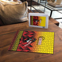 Uganda Basketball Custom Puzzle Come On Silverbacks African Pattern - Wonder Print Shop