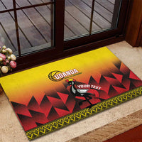 Uganda Basketball Custom Rubber Doormat Come On Silverbacks African Pattern - Wonder Print Shop