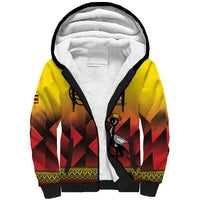Uganda Basketball Custom Sherpa Hoodie Come On Silverbacks African Pattern - Wonder Print Shop