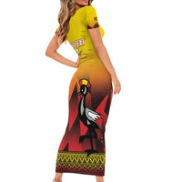 Uganda Basketball Custom Short Sleeve Bodycon Dress Come On Silverbacks African Pattern - Wonder Print Shop