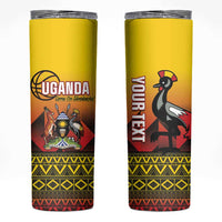 Uganda Basketball Custom Skinny Tumbler Come On Silverbacks African Pattern - Wonder Print Shop