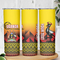 Uganda Basketball Custom Skinny Tumbler Come On Silverbacks African Pattern - Wonder Print Shop