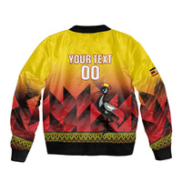 Uganda Basketball Custom Sleeve Zip Bomber Jacket Come On Silverbacks African Pattern - Wonder Print Shop
