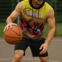 Uganda Basketball Custom Sleeveless Hoodie Come On Silverbacks African Pattern - Wonder Print Shop